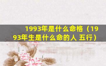 1993年是什么命格（1993年生是什么命的人 五行）